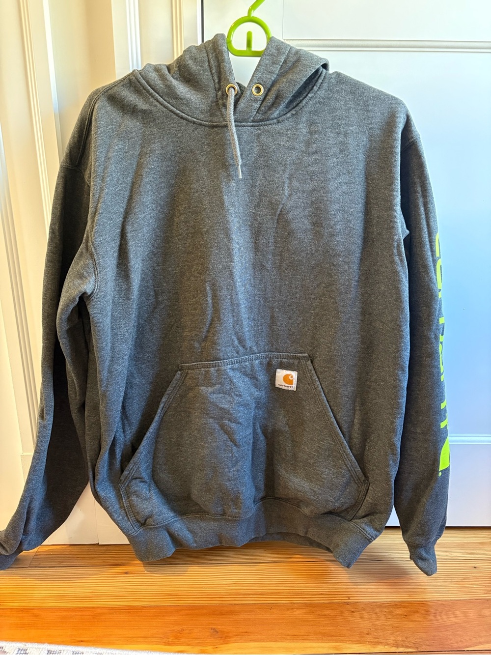 Carhartt Gray Hooded Work Sweatshirt with Sleeve Logo